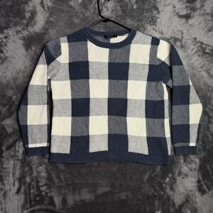 Pendleton Mens Pullover Crewneck Sweater Cotton Double Knit Plaid Size Large